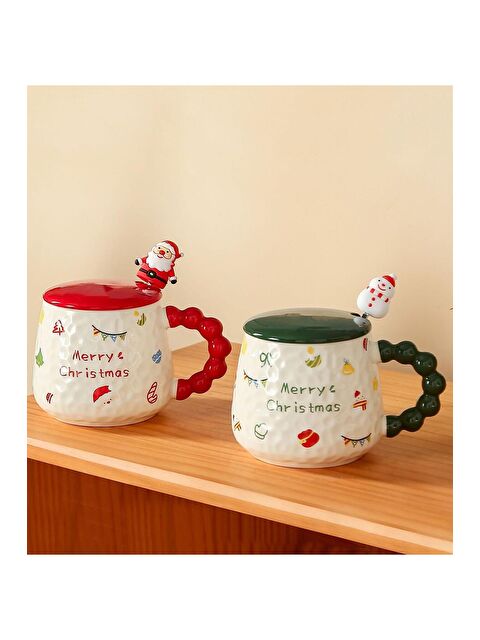 Bam Hediyelik Eşya Yılbaşı Desenli Kabartmalı Seramik Kupa - S000481399-27074