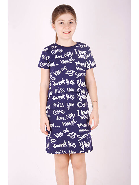 Toontoykids Kız Çocuk Komple Yazı Baskılı Etekli Takım - S000418949-21164