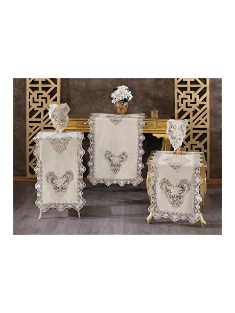 Çeyiz Diyarı Katre Keten 5 Parça Salon Takımı Cappucino - S000496367-19413