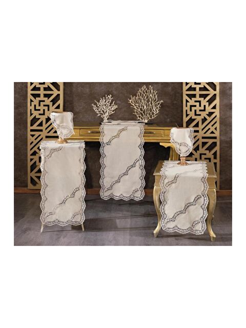 Çeyiz Diyarı Rua Keten 5 Parça Salon Takımı Cappucino - S000496368-19413