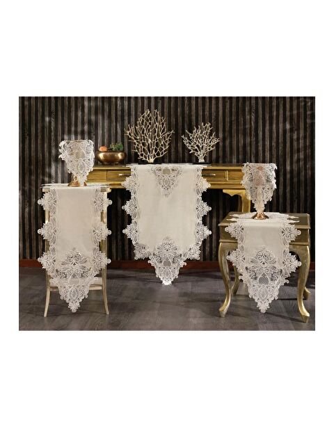 Çeyiz Diyarı Hüma Keten 5 Parça Salon Takımı Cappucino - S000496369-19413