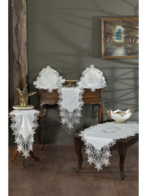 Çeyiz Diyarı Firdevs Salon Takımı 5 Parça Krem - S000496375-19966