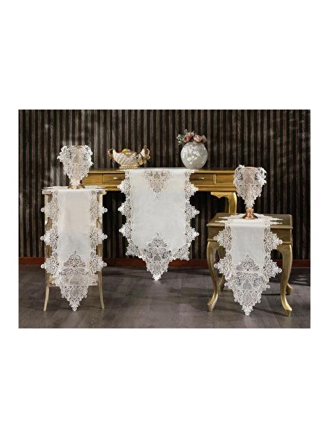 Çeyiz Diyarı Hüma Keten 5 Parça Salon Takımı Krem - S000496377-19966