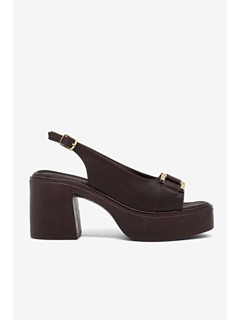 TONNY BLACK Kadın Kahve Yüksek Taban Rahat Tokalı Topuklu Sandalet - S000521624-19413