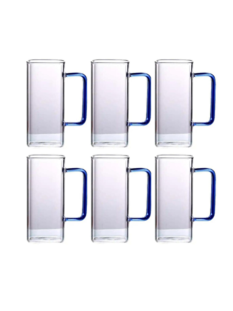 Kitchen Design Lab Kare Cam Mavi Kulplu Bardak 350 ml 6 Adet - S000433426-26865