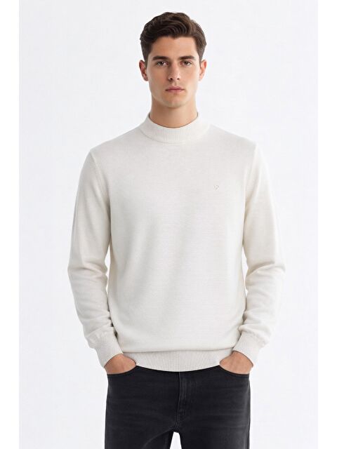 Sabri Özel Ekru 1/3 Balikçi Yaka Erkek Kazak - S000524219-19965