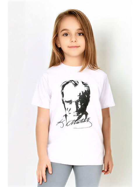 Modanino Kız Çocuk ATATURK Posterli T-Shirt 4-8 Yaş 12537 - S000520656-20063