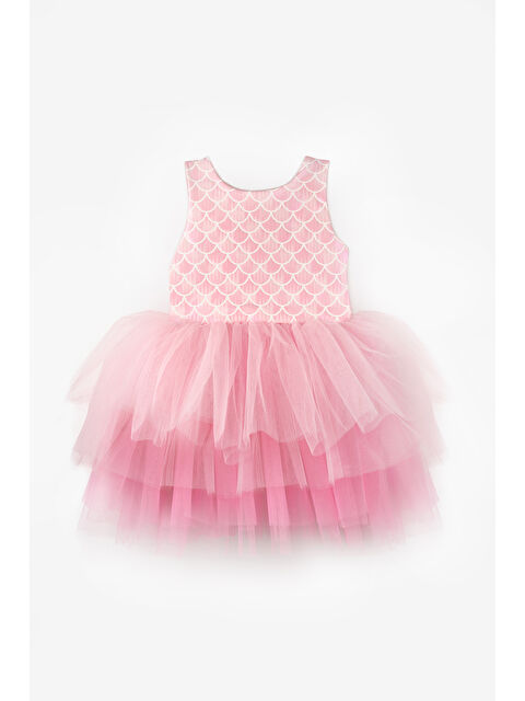 Le Mabelle Pembe Tül Etekli Deniz Kızı Desenli Kız Bebek Elbise - Emma - S000516939-20024