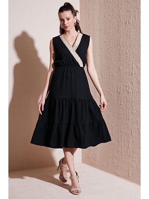 Lela Regular Fit Kruvaze Yaka Midi Kadın Elbise 6118103 - S000217627-19351