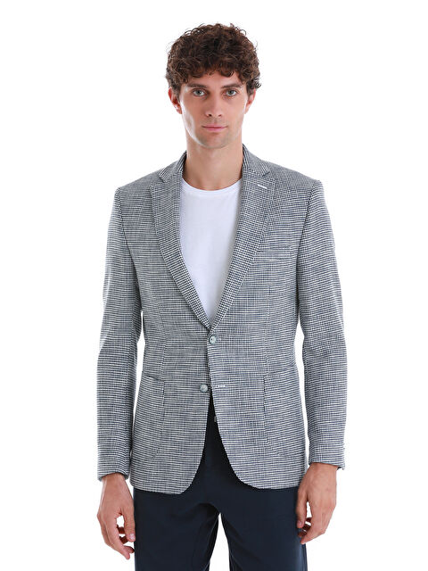 Hatemoğlu Lacivert Comfort Fit Desenli Mono Yaka Klasik Ceket - S000289457-21164