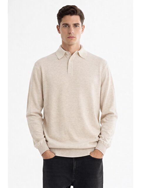 Sabri Özel Bej Polo Yaka Düz Trİko - S000524220-19928