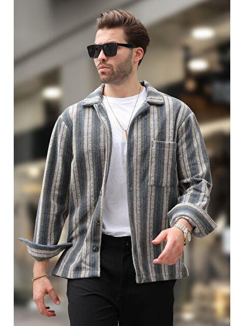 Madmext Haki Desenli Cepli Erkek Polar %100 Pamuk Gömlek E6757 - S000292584-18547