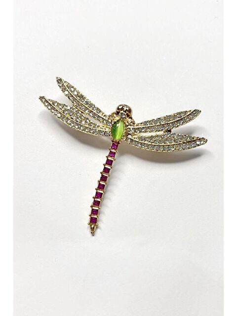 New Obsessions Gold Taşlı Renkli Yusufçuk Broş Yaka İğnesi - S000491417-20076