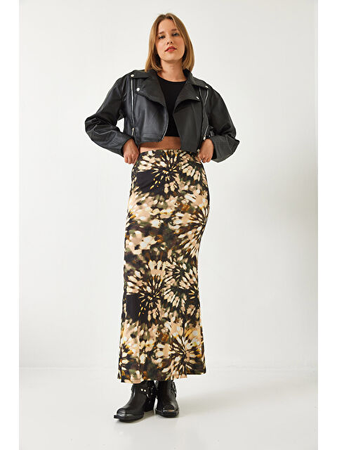 SHADE Kadın Desenli Uzun Beli Lastikli Etek - S000350218-18194