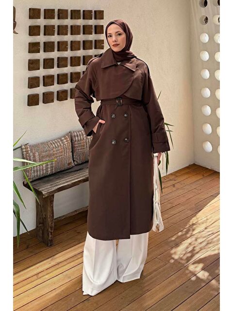 Lamelif Cep Yaka Trençkot Acı Kahverengi - S000518073-28102