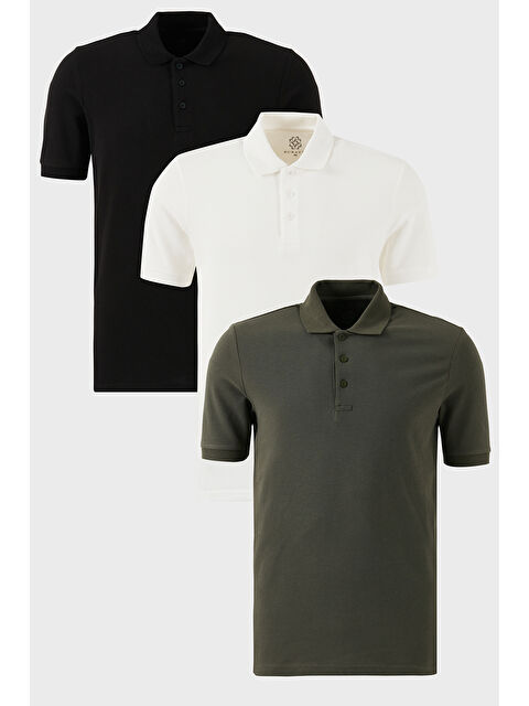 Buratti Pamuklu Regular Fit Düğmeli Polo Yaka 3'lü Paket %100 Pamuk Tişört 5902127S3 - S000387113-2598
