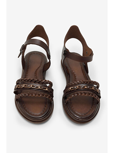 TONNY BLACK Kız Çocuk Taba Rahat Kalıp Örgülü Düz Sandalet - S000510988-19413