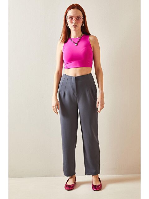 Xhan Füme Pens Dikişli Yüksek Bel Kalem Pantolon 5YXK5-48172-33 - S000159213-33408