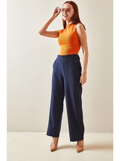 Xhan Lacivert Arka Kemeri Detaylı Palazzo Pantolon 5YXK5-48171-14 - S000159214-21164