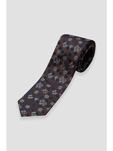 ABBATE Kravat 8 Cm Mikrofiber Polyester Açık Kahverengi Erkek Desenli Kravat - S000451166-17365