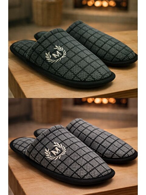 MODAFRATO 2'Lİ Paket Motif Erkek Terlik Ev Terliği - S000516941-37449