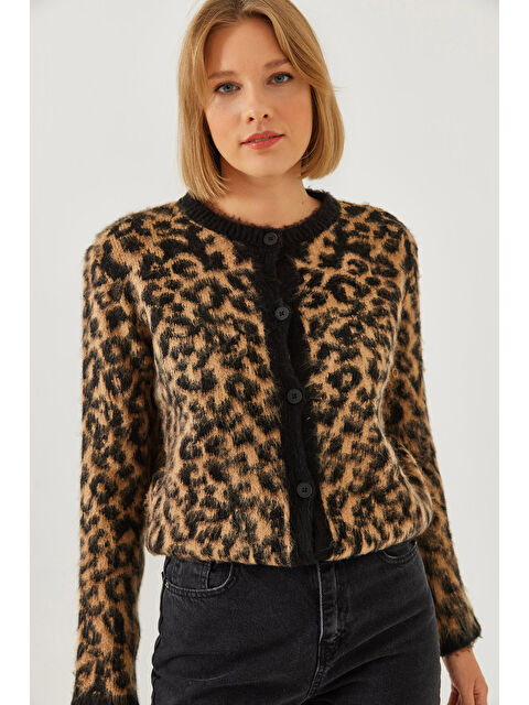 SHADE Kadın Leopar Desenli Şardonlu Hırka - S000350223-37427