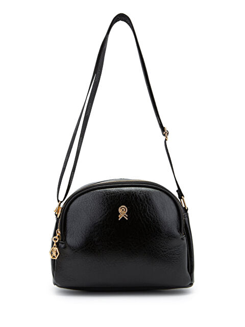 Minebag Fermuarlı Çok Göz Willson Kadın Çapraz Çanta Siyah