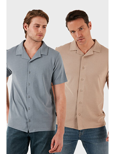 Buratti Pamuklu Regular Fit Kısa Kollu 2'li Paket Gömlek 5902640S2 - S000384615-37204