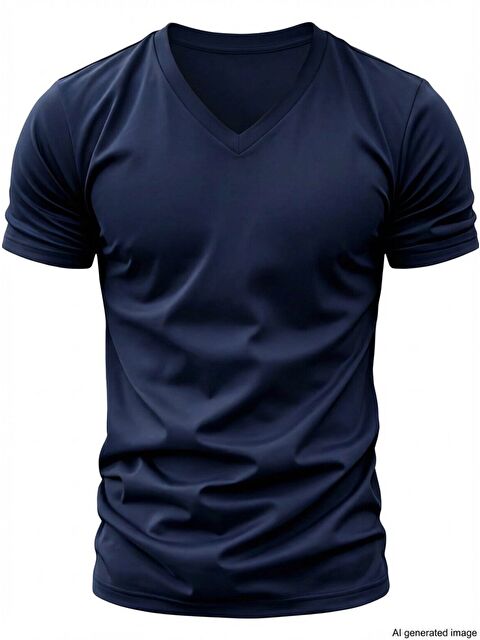 Tarz Cool Erkek %100 Pamuk V Yaka Slim Fit Dar Kesim Tişört