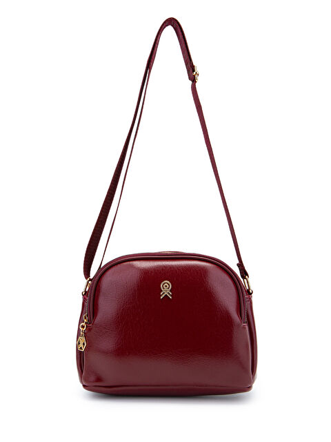 Minebag Fermuarlı Çok Göz Willson Kadın Çapraz Çanta Bordo