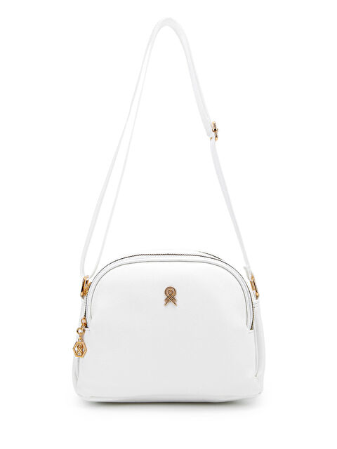 Minebag Fermuarlı Çok Göz Willson Kadın Çapraz Çanta Beyaz