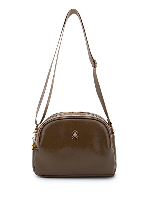 Minebag Fermuarlı Çok Göz Willson Kadın Çapraz Çanta Vizon