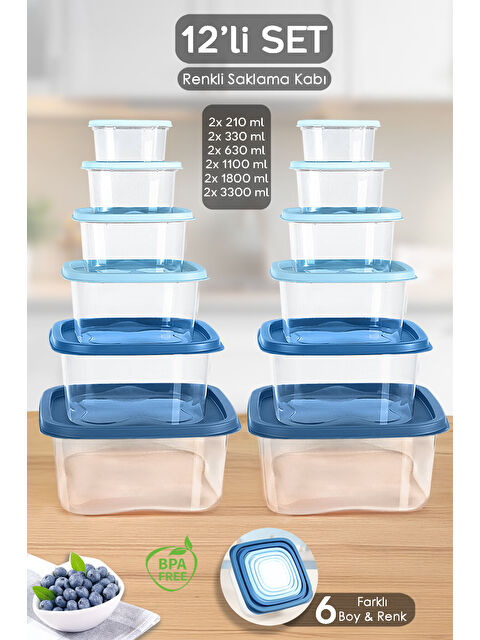 Meleni Home 12'li Kare Erzak Gıda Saklama Kabı Seti