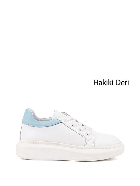 GÖNDERİ(R) Kadın BEYAZ Bağcıklı Dolgu Taban Hakiki Deri Sneaker - S000493310-20063