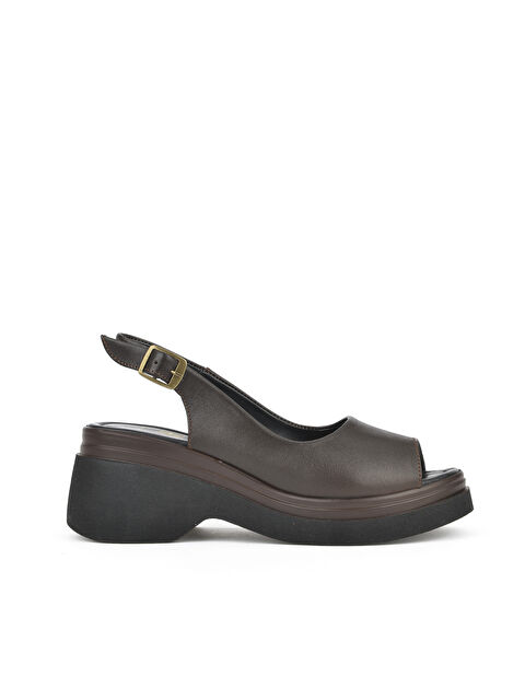 Ziya Ayakkabı Kadın Hakiki Deri Topuklu Sandalet 151992Z64003 Kahve - S000385668-19413