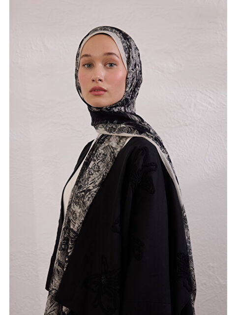 Fresh Scarfs Secret Elegance Desen Rami Şal Siyah - S000420274-19351