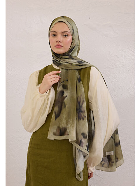 Fresh Scarfs Dark Flora Desen Rami Şal Çağla - S000420276-14939