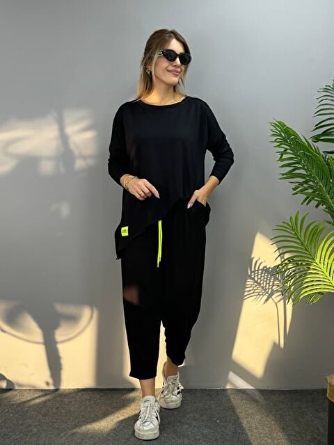 Jane's Kadın Iki Iplik Viskon Pamuk Kumaş Arma Detaylı Ikili Takım