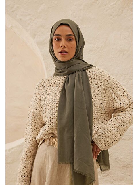 Fresh Scarfs İnce Pamuk Vual Şal Tozlu Gri - S000420394-20600