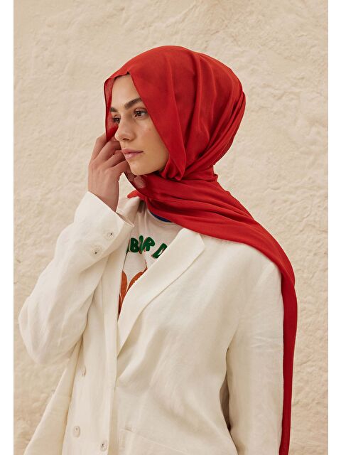 Fresh Scarfs Rami Viskon Şal Kırmızı - S000420268-20045