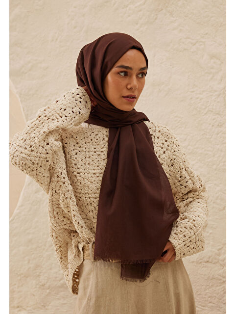 Fresh Scarfs İnce Pamuk Vual Şal Kahve Çekirdeği - S000420394-19413