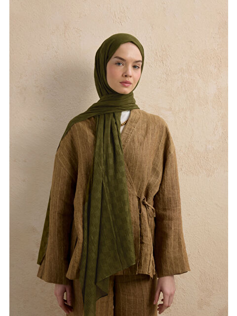 Fresh Scarfs Modal Damalı Şal Haki - S000420269-18547