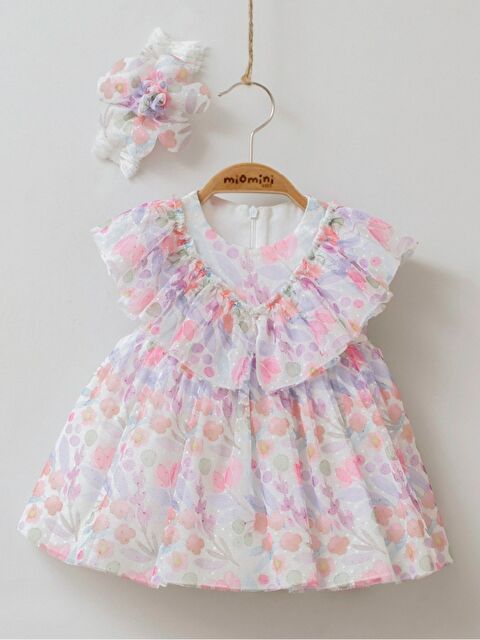 miomini Bisiklet Yaka Kolsuz Kız Bebek Elbise ve Saç Bandı - S000360480-18686