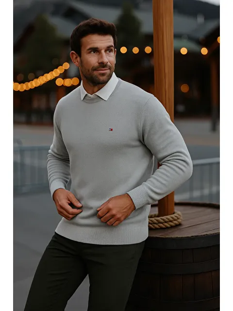 Comstar Erkek Basic Kışlık Uzun Gri Kazak