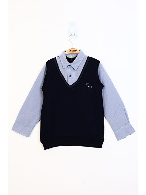 Toontoykids Erkek Çocuk Gömlek Yaka Okul Düğmeli Sweatshirt - S000374989-21164