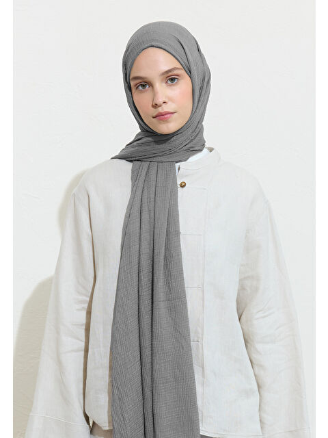 Fresh Scarfs Modal Krinkıl Şal Koyu Gri - S000420277-29351