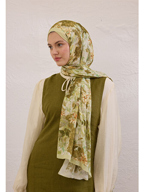 Fresh Scarfs Summer Bloom Desen Rami Şal Çağla Yeşili - S000420349-14939