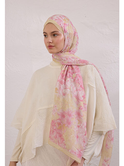 Fresh Scarfs Summer Bloom Desen Rami Şal Soft Pembe - S000420349-20024