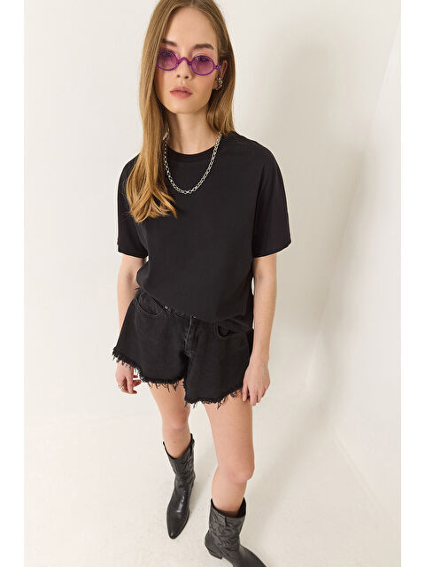 SHADE Kadın Organik Pamuklu Regular Kalıp Bisiklet Yaka Basic Kısa Kollu T-Shirt - S000376503-19351