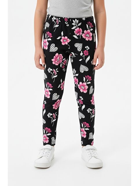 Toontoykids Kız Çocuk Baskılı Yüksek Bel Basic Tayt